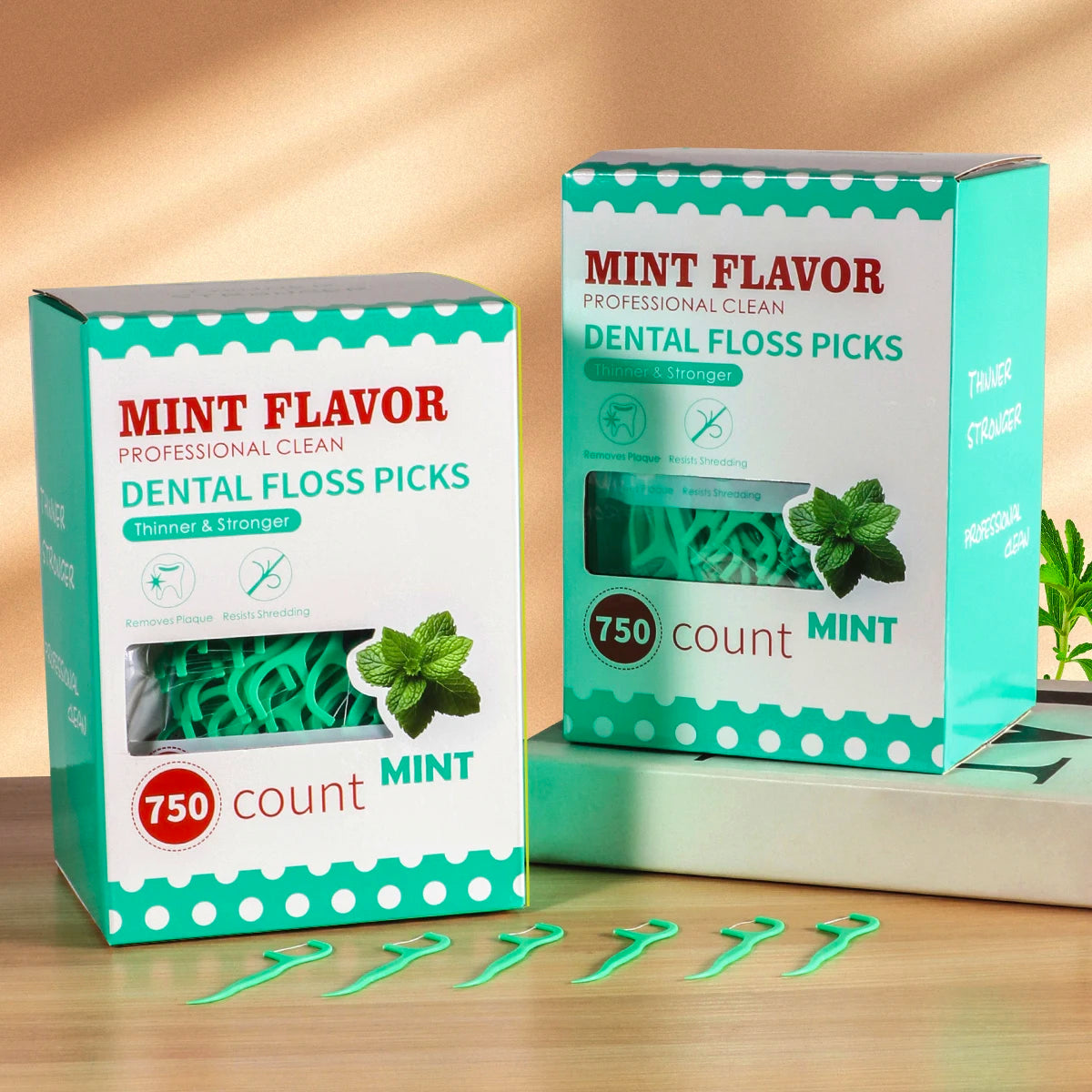 Mint Dental Floss Picks – Portable Interdental Cleaning Sticks for Deep Oral Care (50–750pcs)