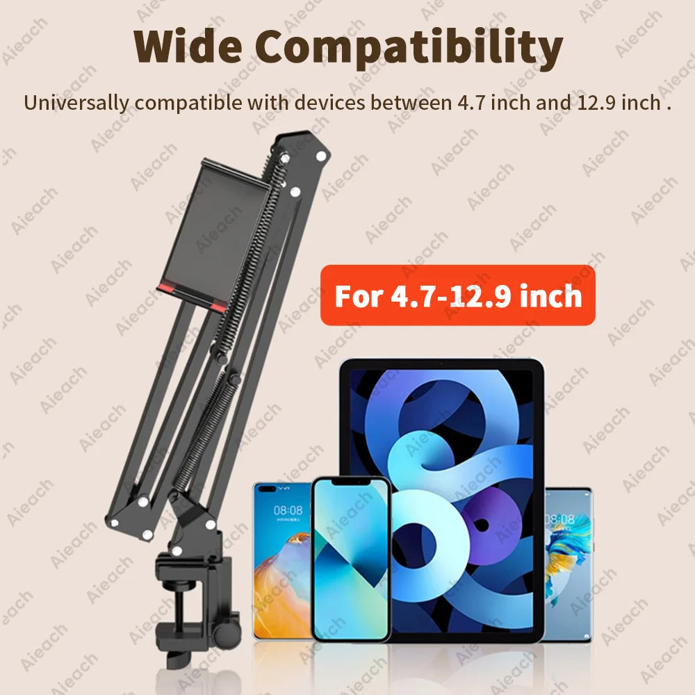 Flexible Lazy Arm Tablet & Phone Holder – Universal 360° Aluminum Mount