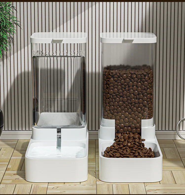 Automatic Cat Feeder & Water Dispenser – Gravity-Based Dual Food & Water Station for Pets