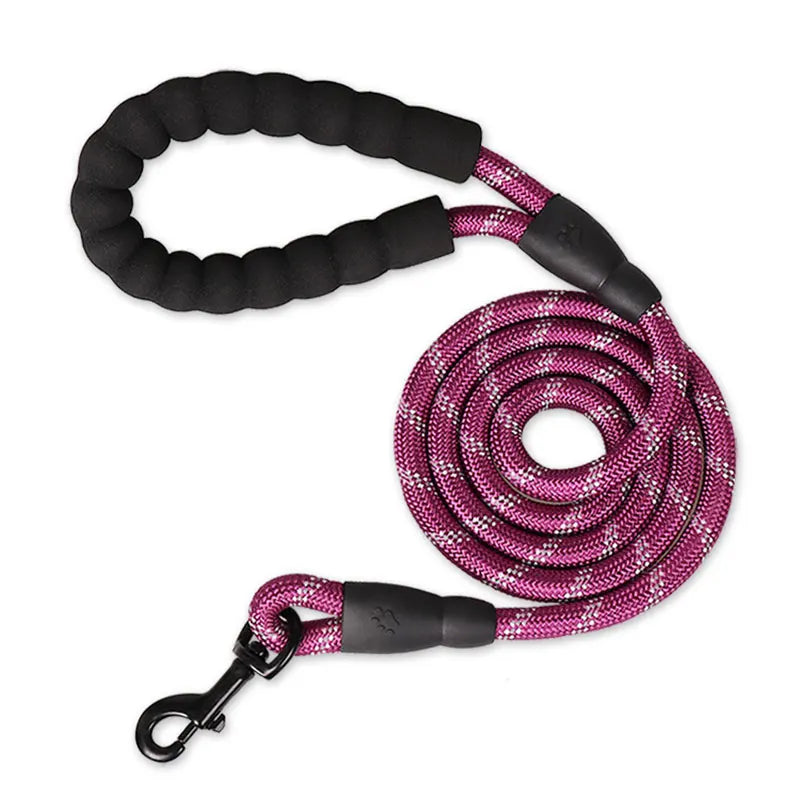Reflective Dog Leash 150/200/300cm – Strong Nylon Pet Leash with Quick Release for Small & Large Dogs