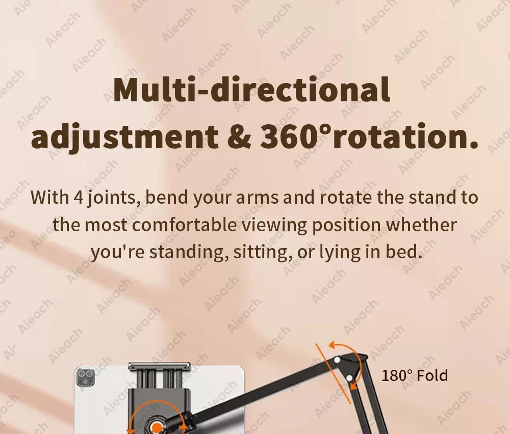 Flexible Lazy Arm Tablet & Phone Holder – Universal 360° Aluminum Mount