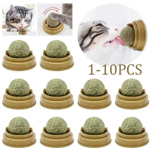 Rotating Catnip Ball Toys for Cats (1–10 Pack) – Edible Natural Cat Mint, Teeth Cleaning & Interactive Chasing Toy