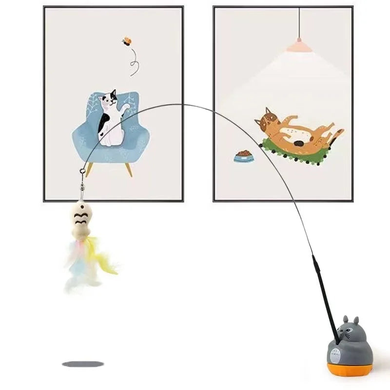 Interactive Cat Wand Toy – Feather Teaser Stick with Steel Wire for Cats & Kittens Play & Exercise
