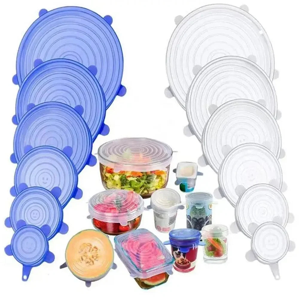 Reusable Silicone Food Storage Lids (6 Pieces Set) – Stretch Airtight Covers for Bowls & Containers