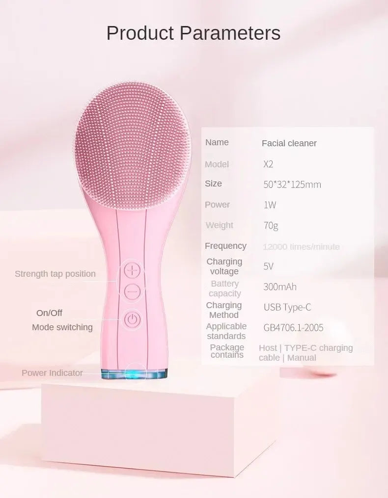 Silicone Facial Cleansing Brush – USB Rechargeable & Waterproof