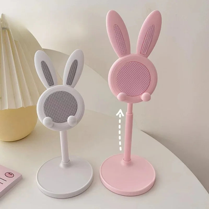 Cute Rabbit Adjustable Phone Stand – Foldable Desktop Holder for Smartphones & Tablets | Portable & Stable Design