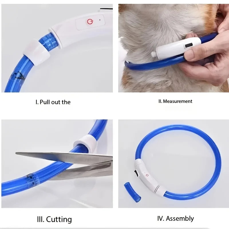USB Rechargeable LED Dog Collar – Night Safety, Luminous & Anti-Lost Pet Necklace
