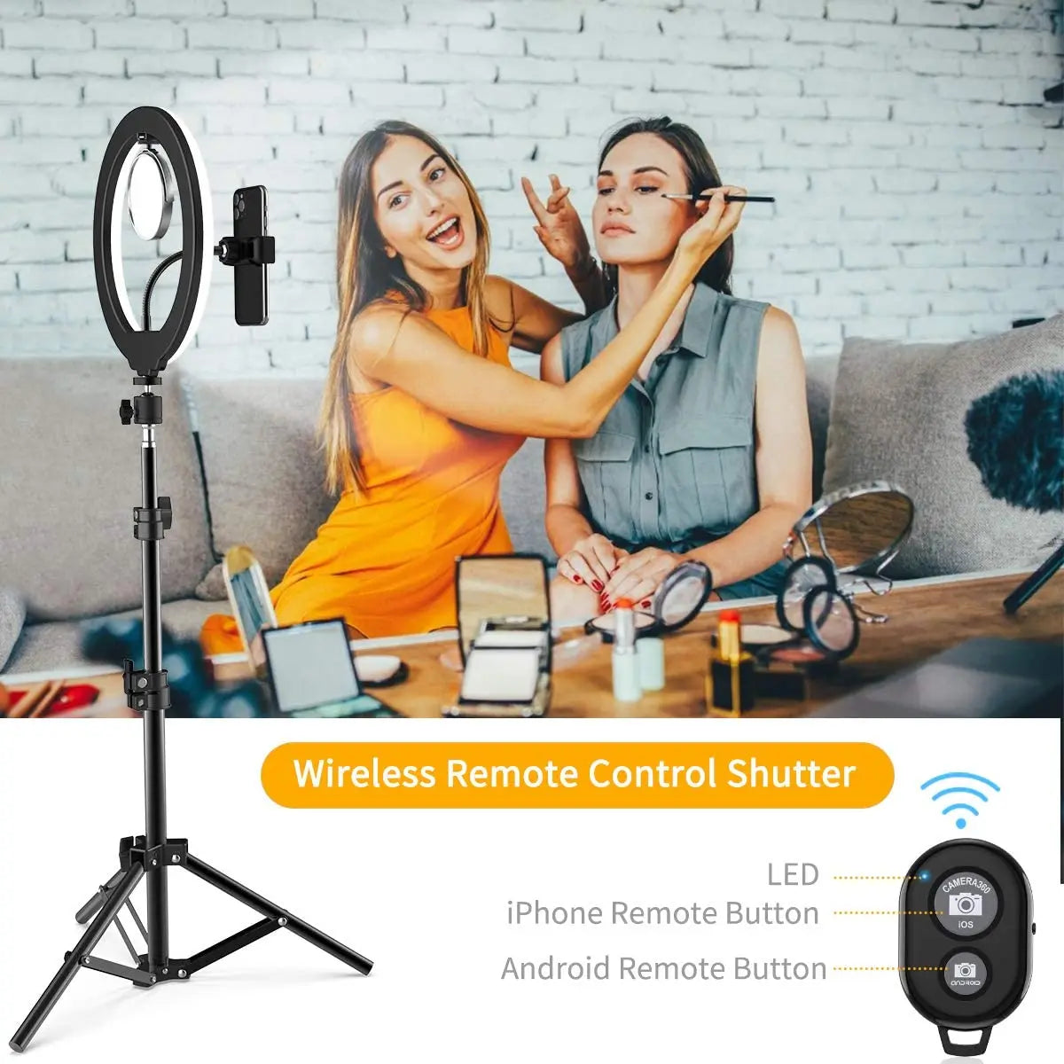 LED Ring Light with Tripod & Phone Mount – Dimmable 10" Selfie Light for TikTok, YouTube, Makeup & Zoom