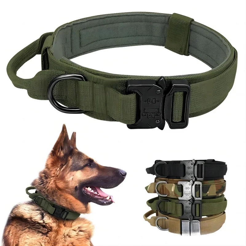 Tactical Dog Collar for Large Dogs – Heavy Duty Adjustable Training Collar with Quick Release Buckle (Medium & Large Breeds)