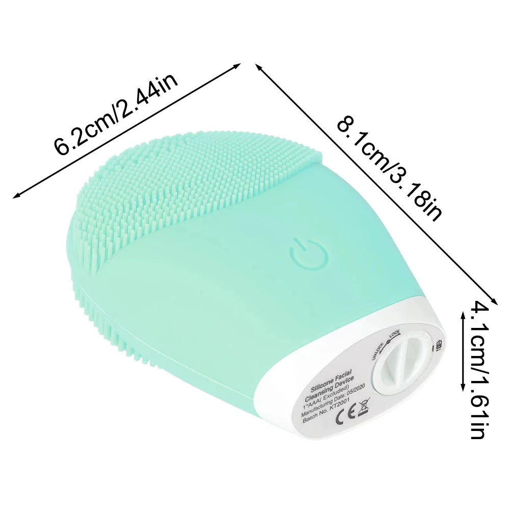 Electric Silicone Facial Cleansing Brush – Vibration Skincare Tool (Battery Powered)