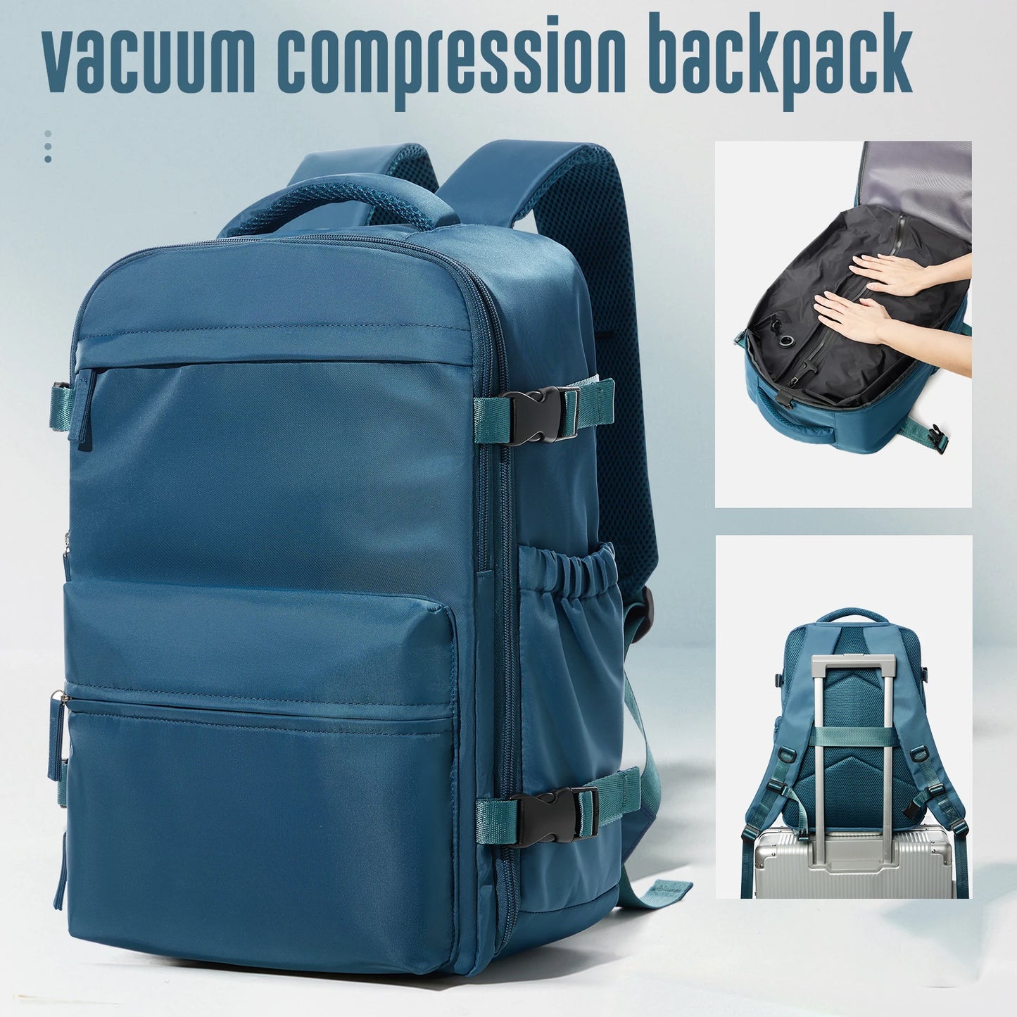 Smart Vacuum Travel Backpack – Large Expandable Capacity with Pump | Business, School & Travel Bag for Men & Women