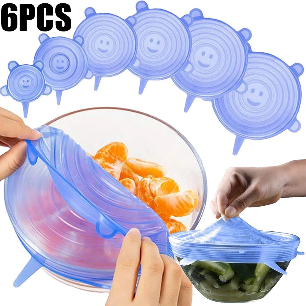 Reusable Silicone Food Storage Lids (6 Pieces Set) – Stretch Airtight Covers for Bowls & Containers
