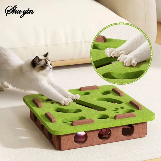 Interactive Cat Puzzle Toy Box – Felt Maze Digging Toy for Cats, Boredom Relief & Mental Stimulation