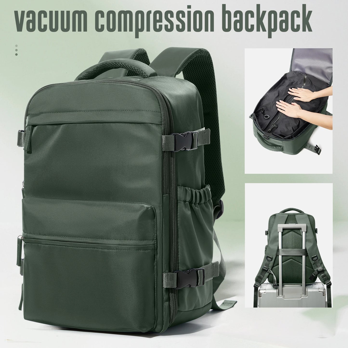 Smart Vacuum Travel Backpack – Large Expandable Capacity with Pump | Business, School & Travel Bag for Men & Women
