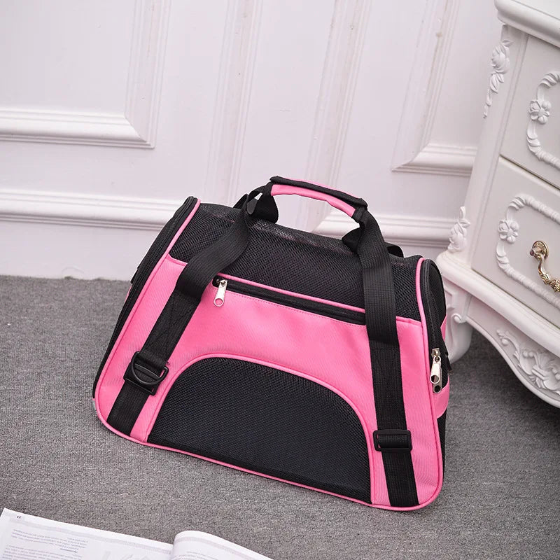 Foldable Mesh Pet Carrier Bag – Breathable Cat & Dog Travel Backpack