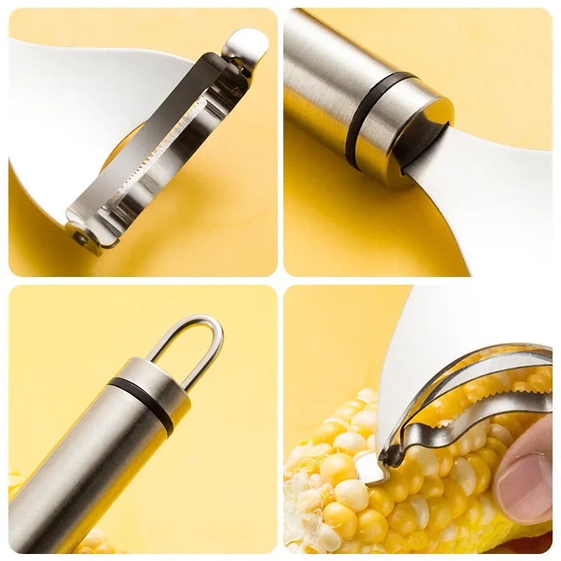 Stainless Steel Corn Peeler & Stripper – Easy Corn Kernel Remover Tool (1–2 Pack Kitchen Gadget)