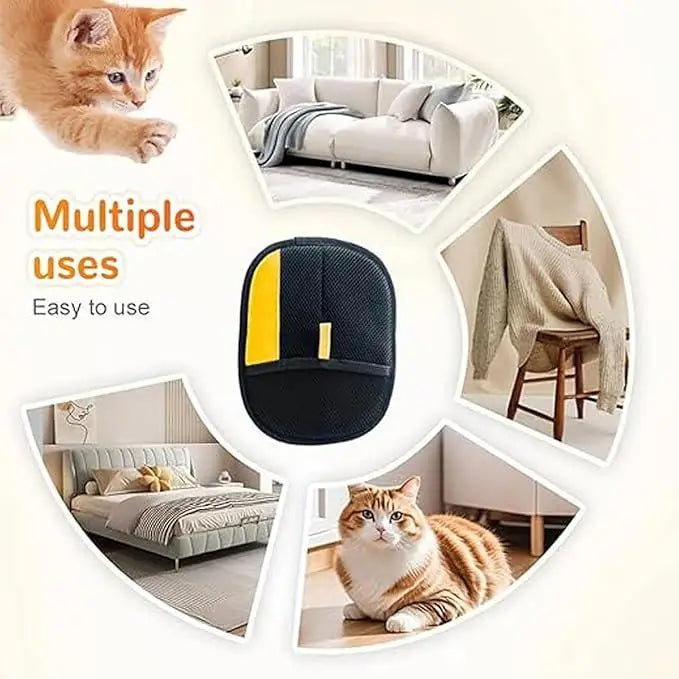 Pet Hair Remover Glove – Reusable Grooming & Deshedding Glove with 2-in-1 Lint Roller for Cats & Dogs