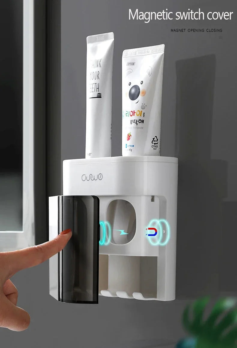 Wall-Mounted Toothpaste Dispenser – Automatic Squeeze & Toothbrush Holder
