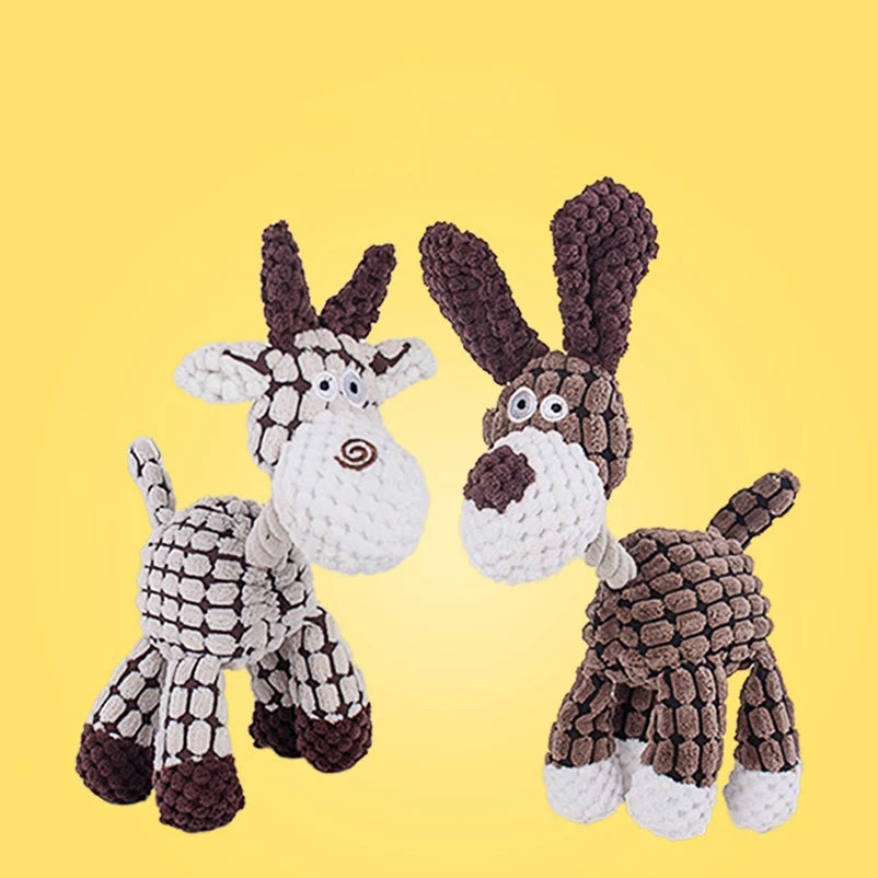 Interactive Plush Donkey Dog Toy with Sound | Cotton Rope Bite Training Pet Toy for Dogs & Cats | Durable Chew & Play Toy