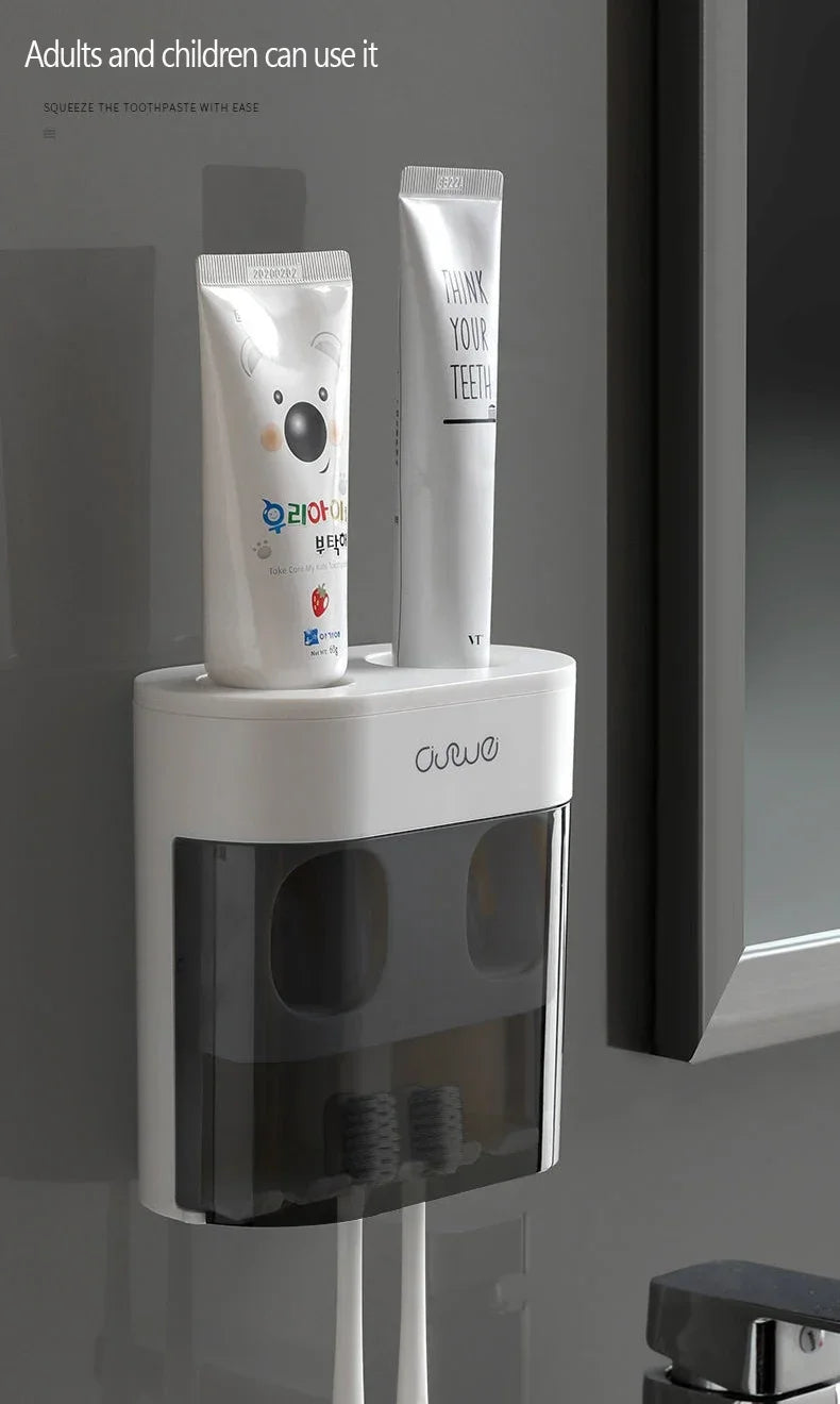 Wall-Mounted Toothpaste Dispenser – Automatic Squeeze & Toothbrush Holder