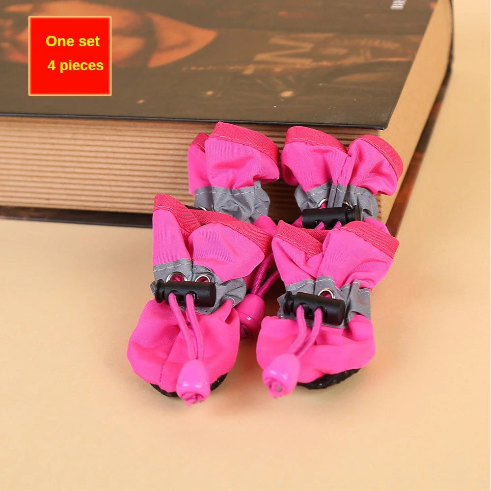 4pcs Water-Resistant Dog Shoes – Anti-Slip Rain Boots for Small Dogs