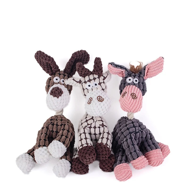 Interactive Plush Donkey Dog Toy with Sound | Cotton Rope Bite Training Pet Toy for Dogs & Cats | Durable Chew & Play Toy