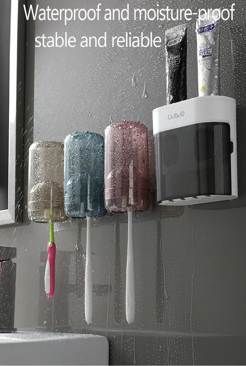 Wall-Mounted Toothpaste Dispenser – Automatic Squeeze & Toothbrush Holder