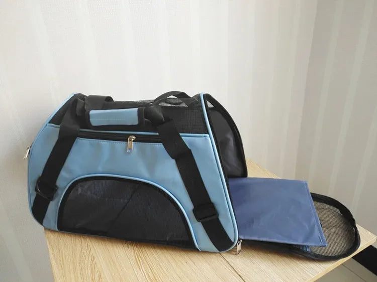 Foldable Mesh Pet Carrier Bag – Breathable Cat & Dog Travel Backpack