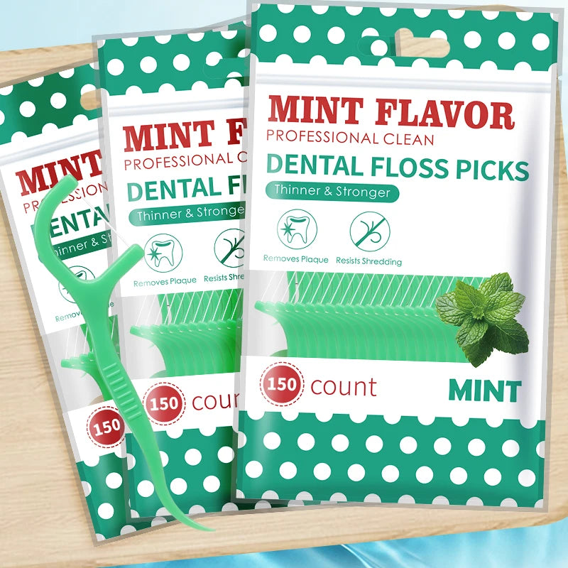 Mint Dental Floss Picks – Portable Interdental Cleaning Sticks for Deep Oral Care (50–750pcs)