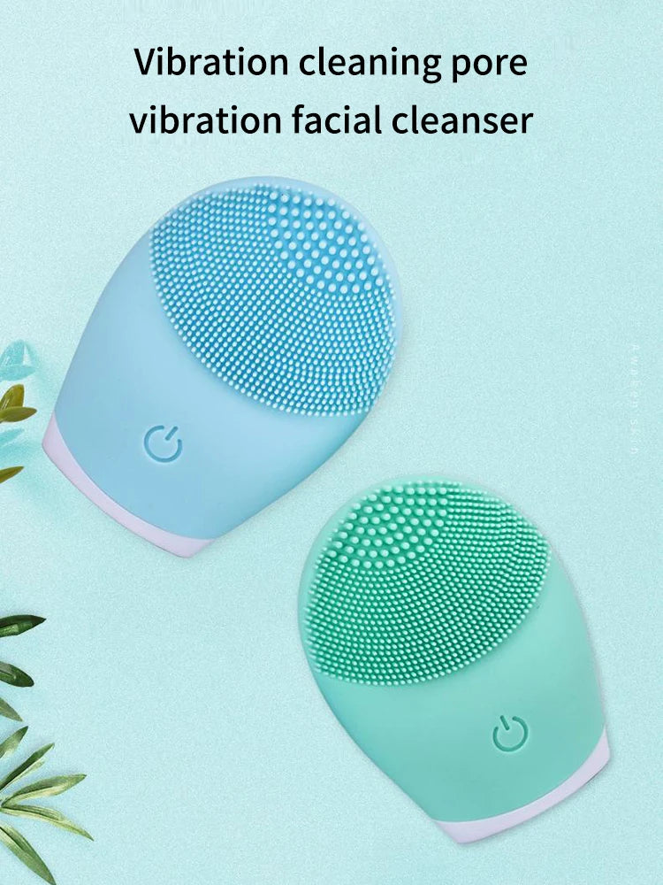 Electric Silicone Facial Cleansing Brush – Vibration Skincare Tool (Battery Powered)