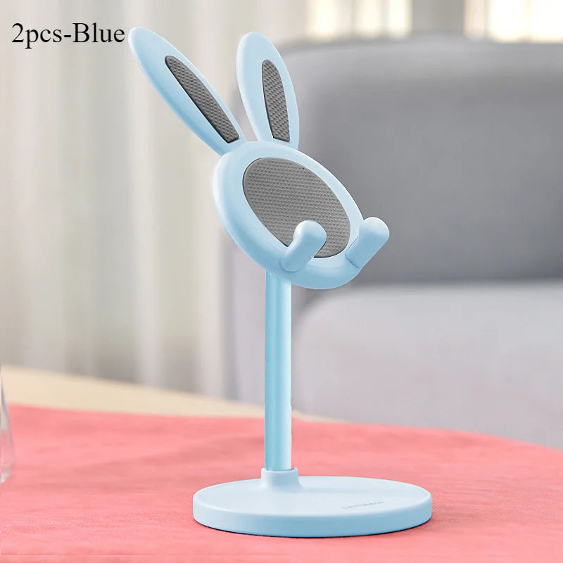 Cute Rabbit Adjustable Phone Stand – Foldable Desktop Holder for Smartphones & Tablets | Portable & Stable Design