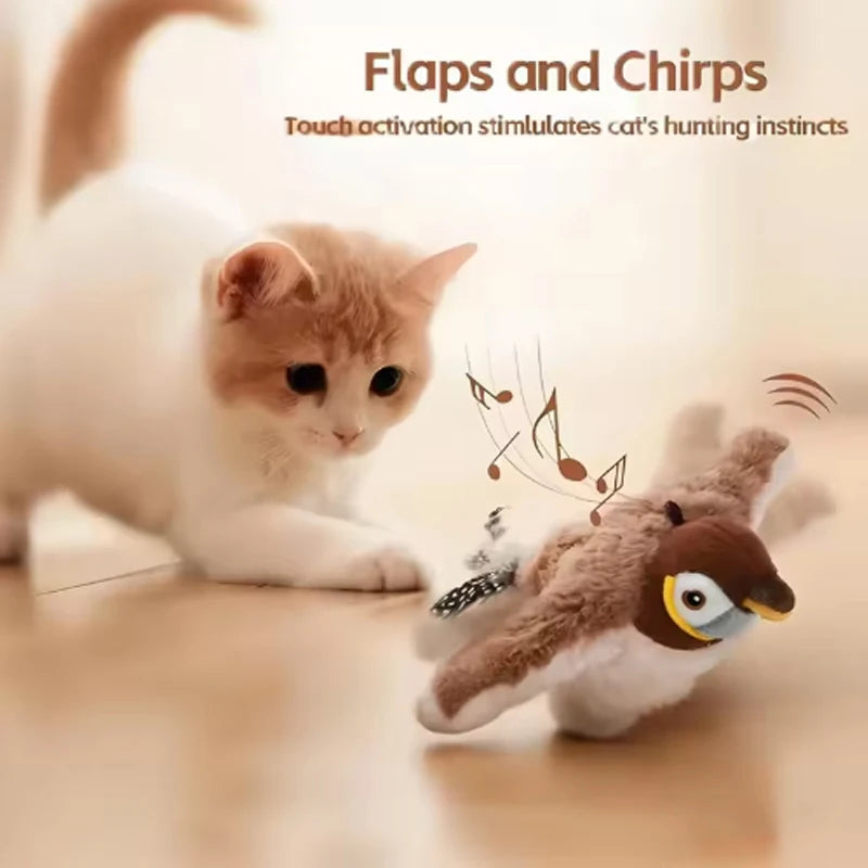 Interactive Flapping Bird Cat Toy – Rechargeable Chirping Plush Toy for Cats & Small Dogs