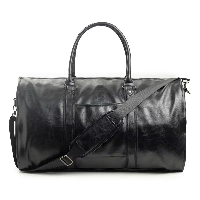 Luxury Travel Suit Garment Bag – PU Leather Weekender with Shoe Compartment