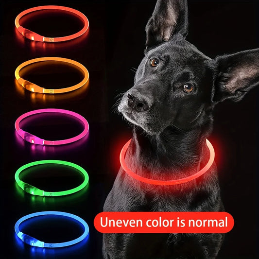 USB Rechargeable LED Dog Collar – Night Safety, Luminous & Anti-Lost Pet Necklace