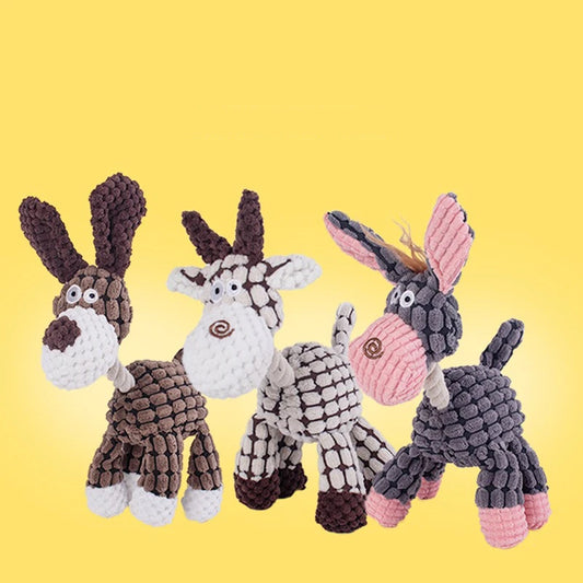 Interactive Plush Donkey Dog Toy with Sound | Cotton Rope Bite Training Pet Toy for Dogs & Cats | Durable Chew & Play Toy