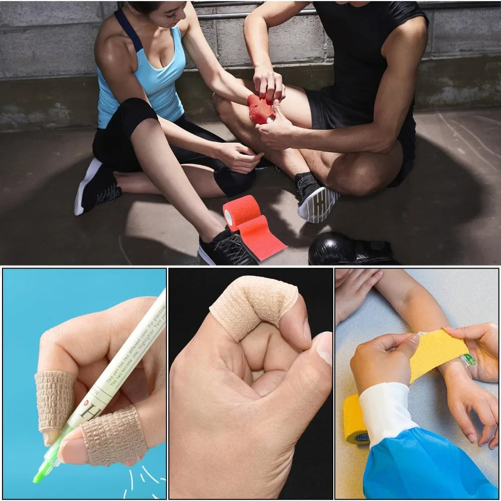 Self-Adhesive Elastic Bandage Wrap (10/12pcs) – Pet & Sport First Aid Tape for Dogs, Cats, Ankle & Joint Support