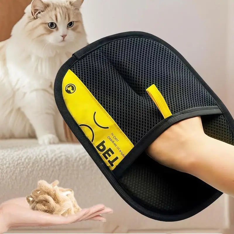 Pet Hair Remover Glove – Reusable Grooming & Deshedding Glove with 2-in-1 Lint Roller for Cats & Dogs