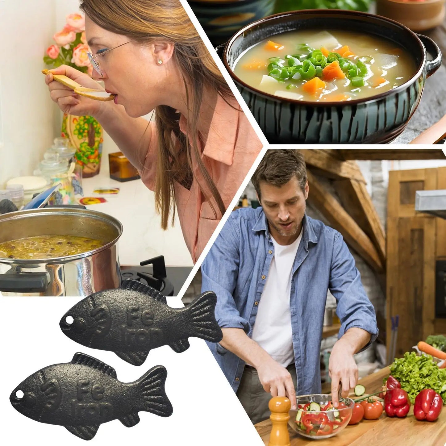 Reusable Iron Fish Cooking Tool – Traditional Kitchen Iron Infuser for Cooking & Stews