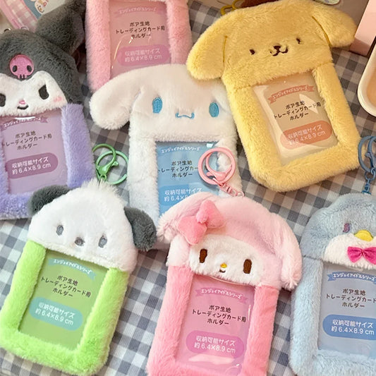 Kawaii Plush Card Holder Keychain – Cute Photo Card Case & Bag Charm