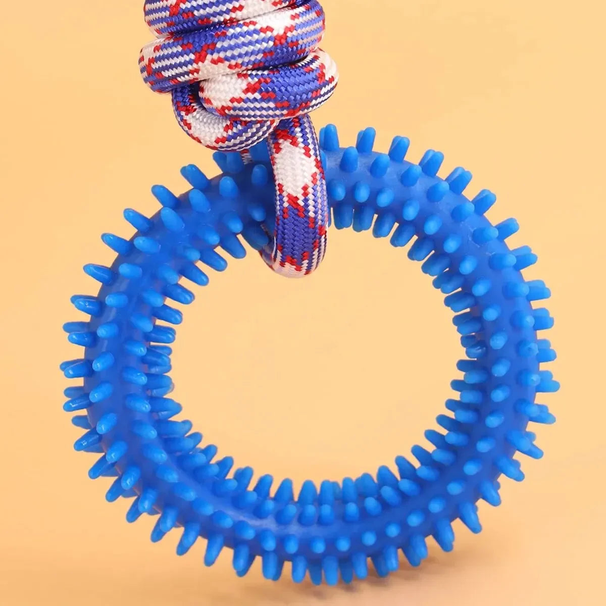 Durable Chew-Resistant Dog Rope Toy – Interactive Colorful Knot Rubber Tug Toy for Dogs