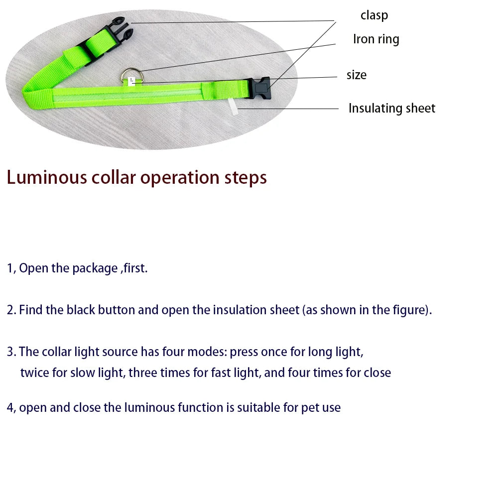 LED Light Up Dog Leash Nylon – Glow in the Dark Reflective Safety Pet Leash for Night Walking (All Sizes)