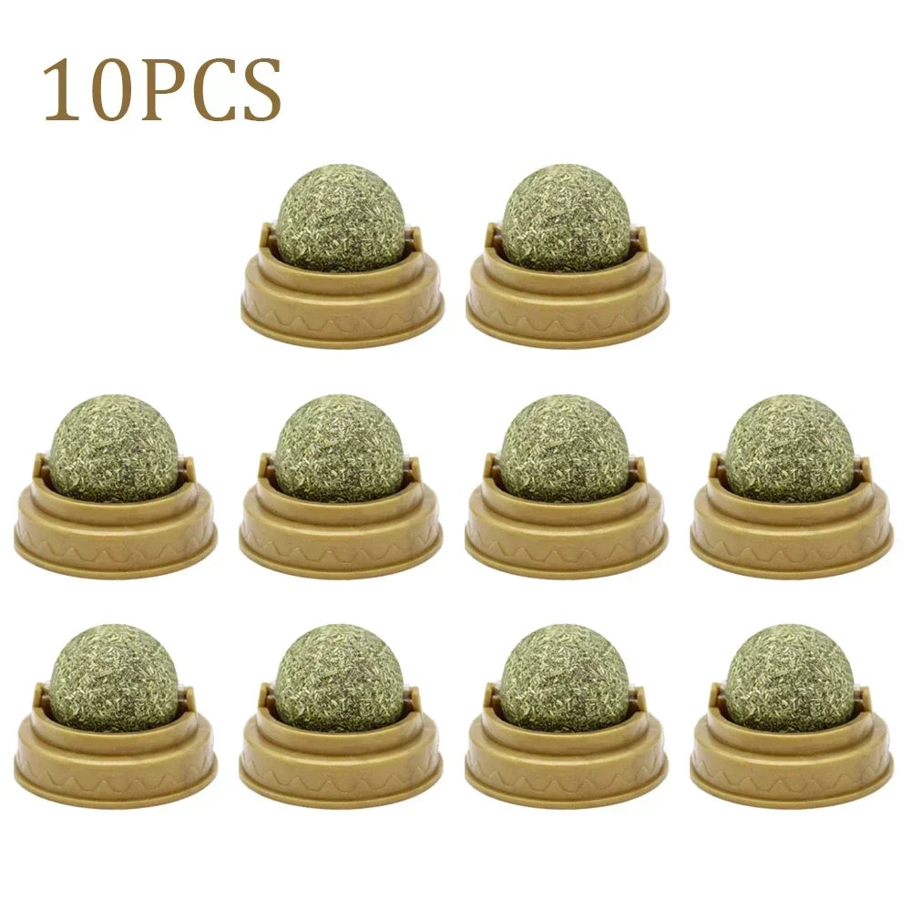 Rotating Catnip Ball Toys for Cats (1–10 Pack) – Edible Natural Cat Mint, Teeth Cleaning & Interactive Chasing Toy