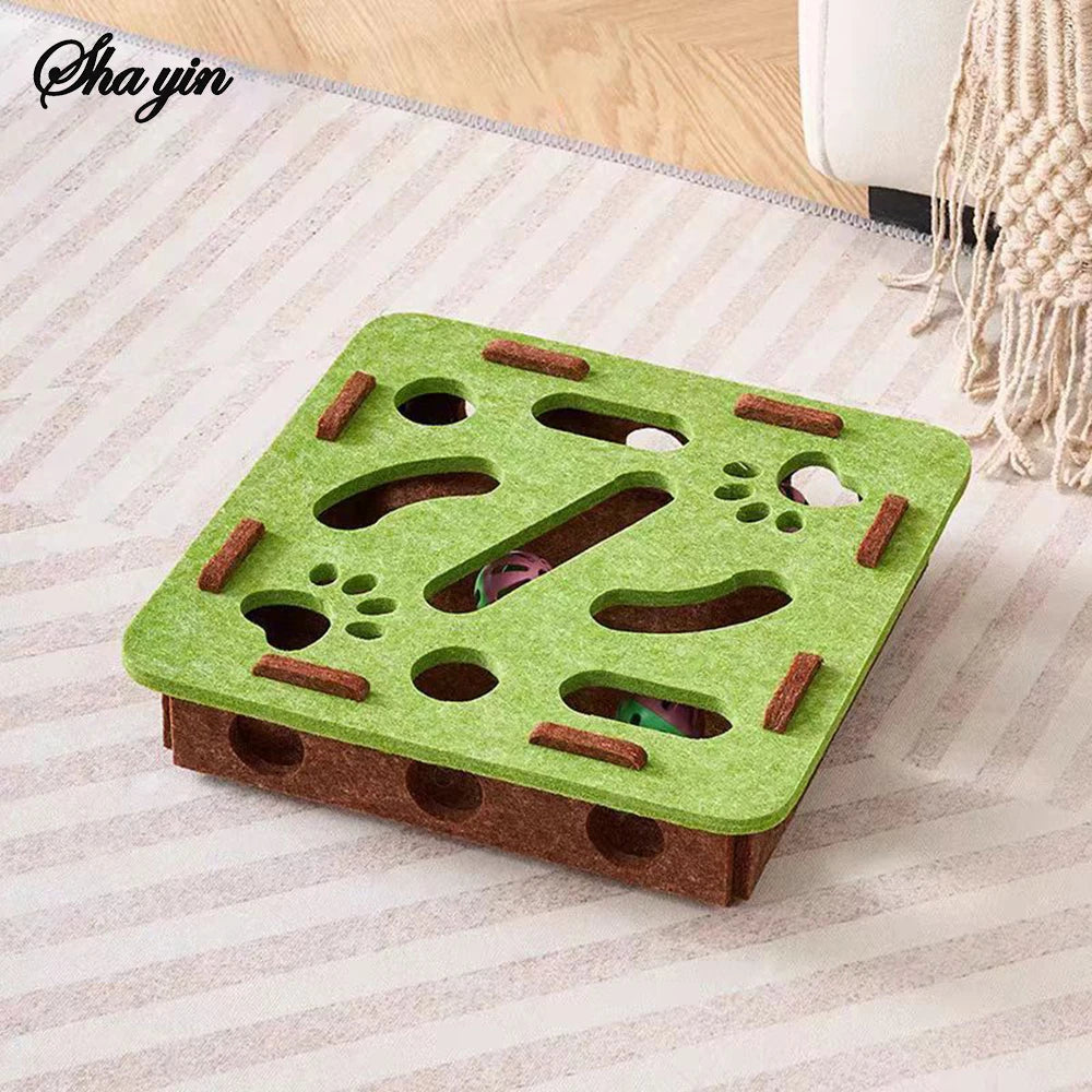 Interactive Cat Puzzle Toy Box – Felt Maze Digging Toy for Cats, Boredom Relief & Mental Stimulation