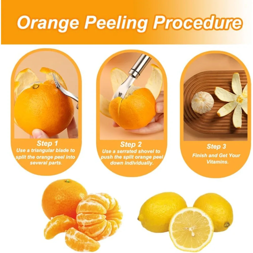 Stainless Steel Orange Peeler – Easy Citrus Fruit Peeling Tool with Ergonomic Handle