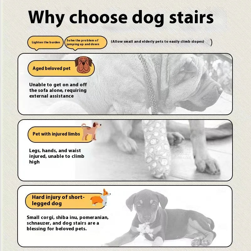 Dog Stairs & Ramp – High Density Foam Pet Steps for Bed & Sofa, Non-Slip Ladder for Small & Senior Dogs