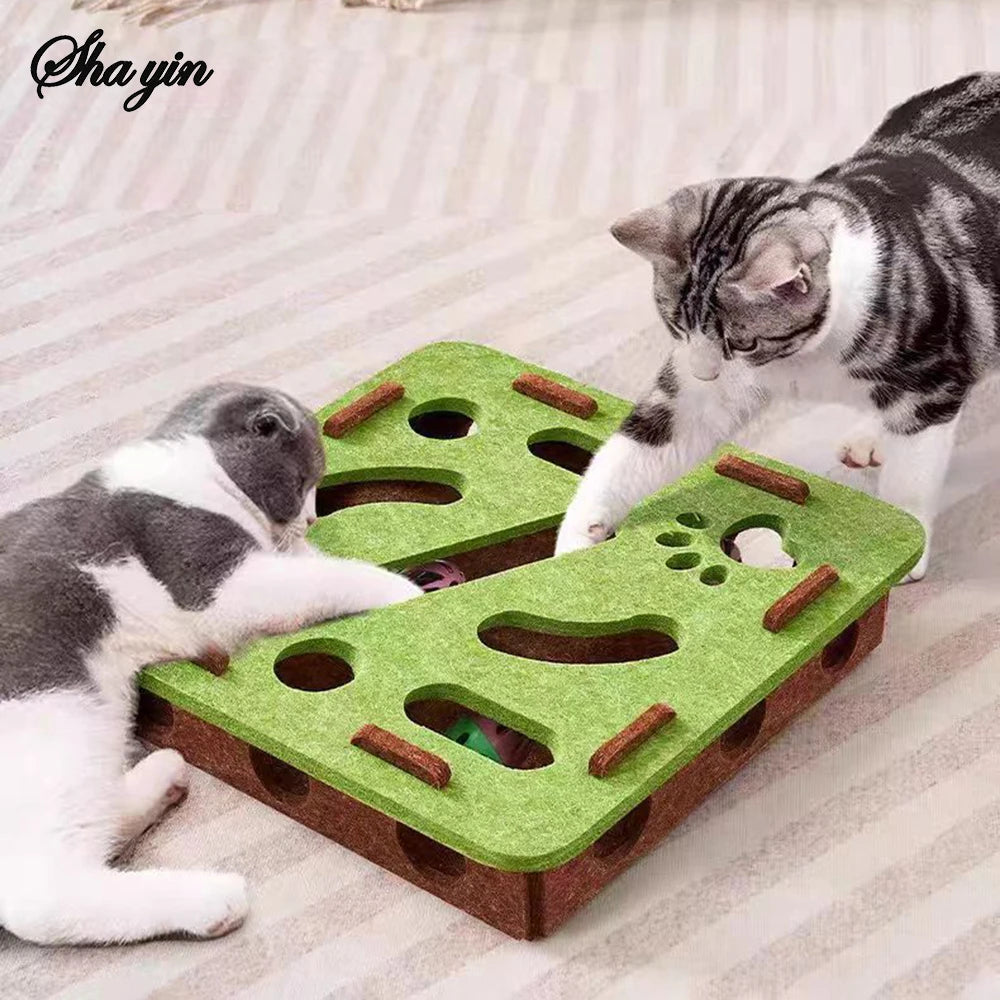 Interactive Cat Puzzle Toy Box – Felt Maze Digging Toy for Cats, Boredom Relief & Mental Stimulation