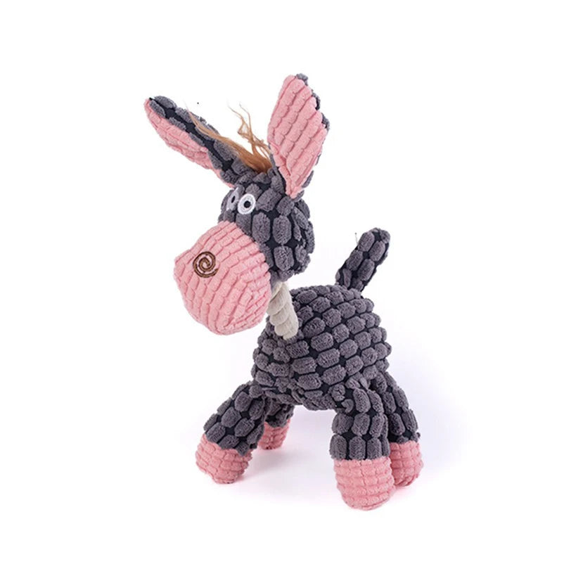 Interactive Plush Donkey Dog Toy with Sound | Cotton Rope Bite Training Pet Toy for Dogs & Cats | Durable Chew & Play Toy