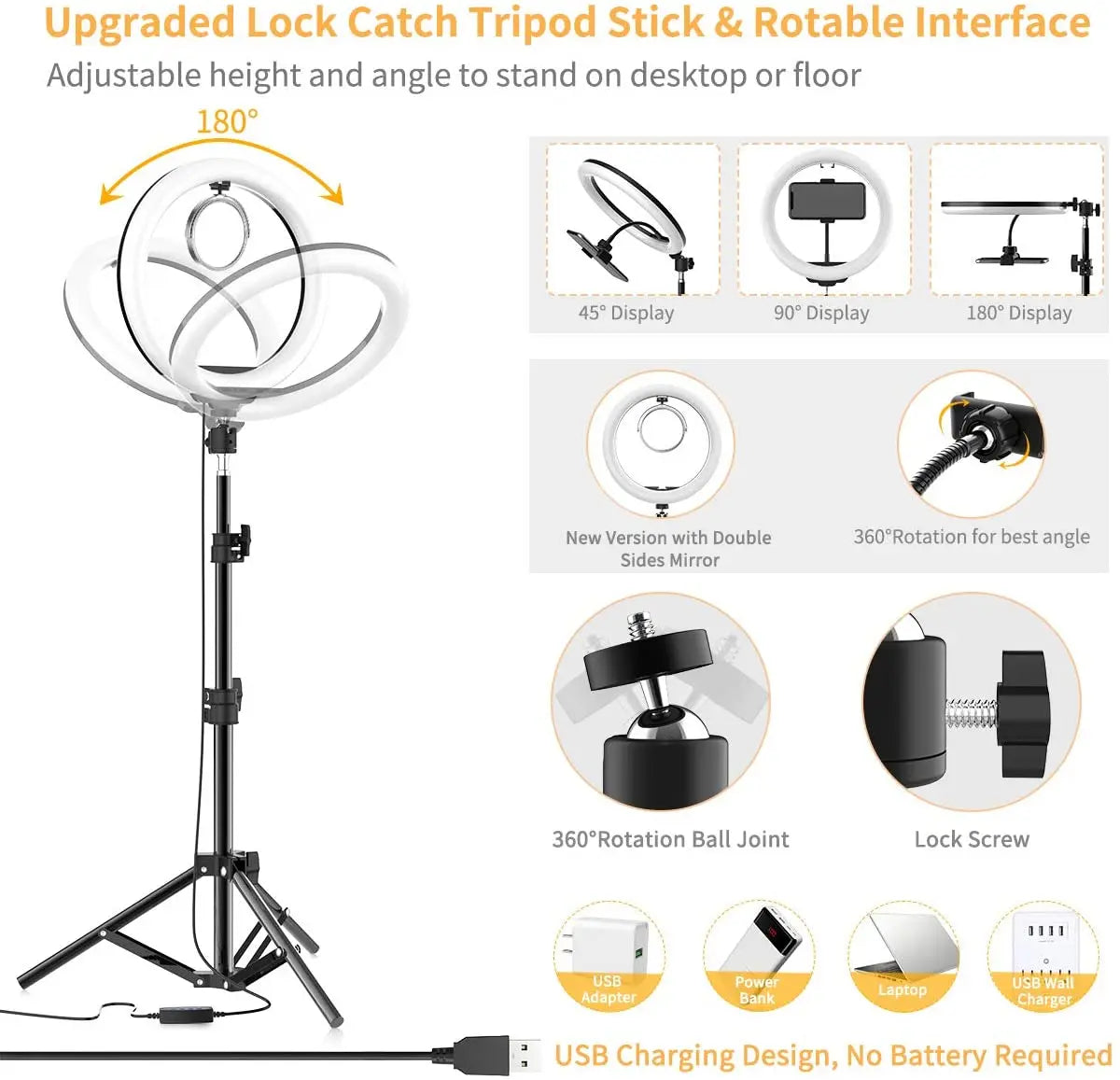 LED Ring Light with Tripod & Phone Mount – Dimmable 10" Selfie Light for TikTok, YouTube, Makeup & Zoom