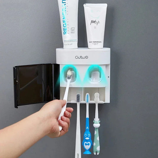 Wall-Mounted Toothpaste Dispenser – Automatic Squeeze & Toothbrush Holder
