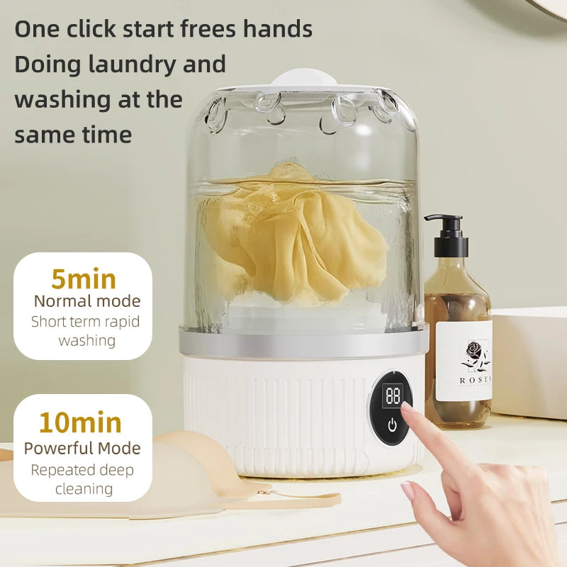Mini Portable Washing Machine – USB Rechargeable Laundry Cup for Travel & Small Items